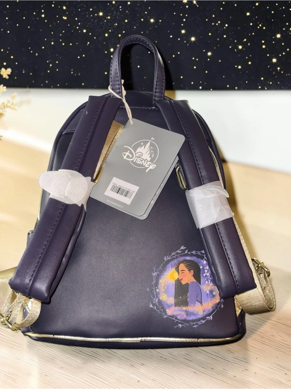 Loungefly Wish Asha Star Purple and Gold Mini Backpack